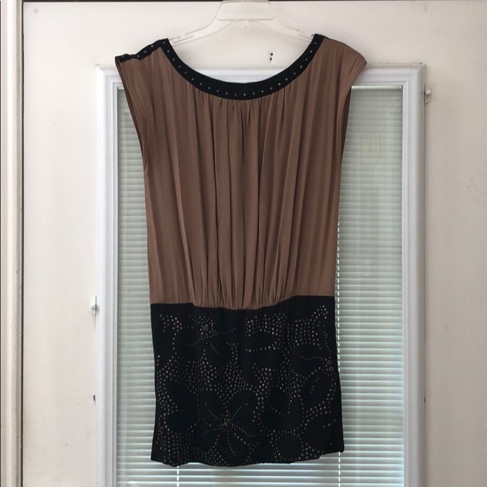Nude and studded mini dress